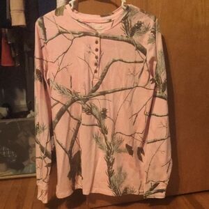 Realtree Pink and Green Camouflage Long Sleeve Tee
